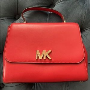Red Michael Kors Satchel Purse